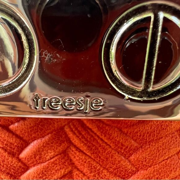 Treesje Orange Woven Leather Cream Tassel Large Organizer AWO-3032 Tote Bag - Picture 15 of 16